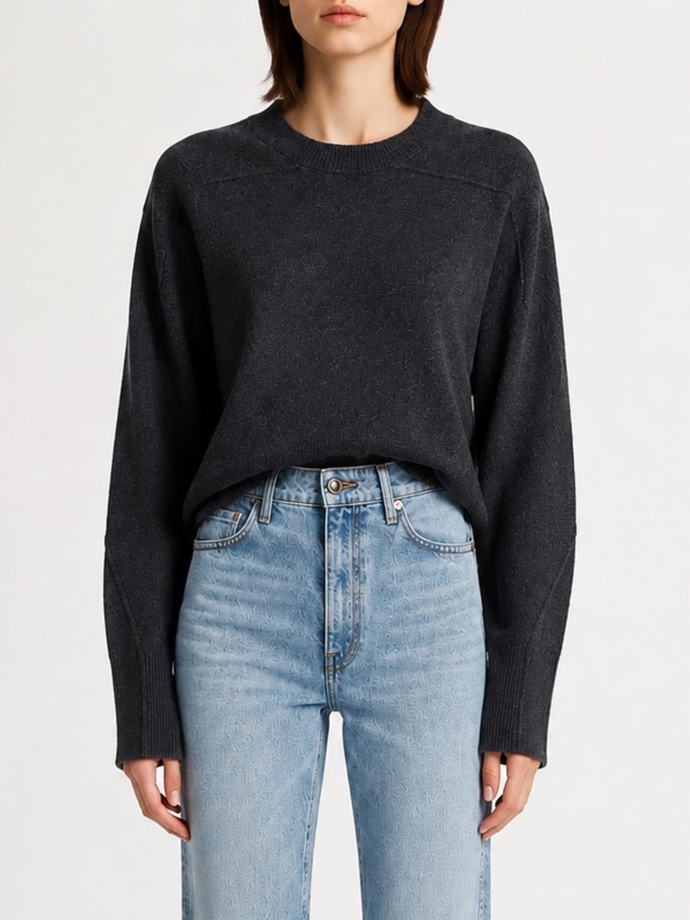 rag & bone brady charcoal gray wool blend crewneck sweater xs - Picture 1 of 3